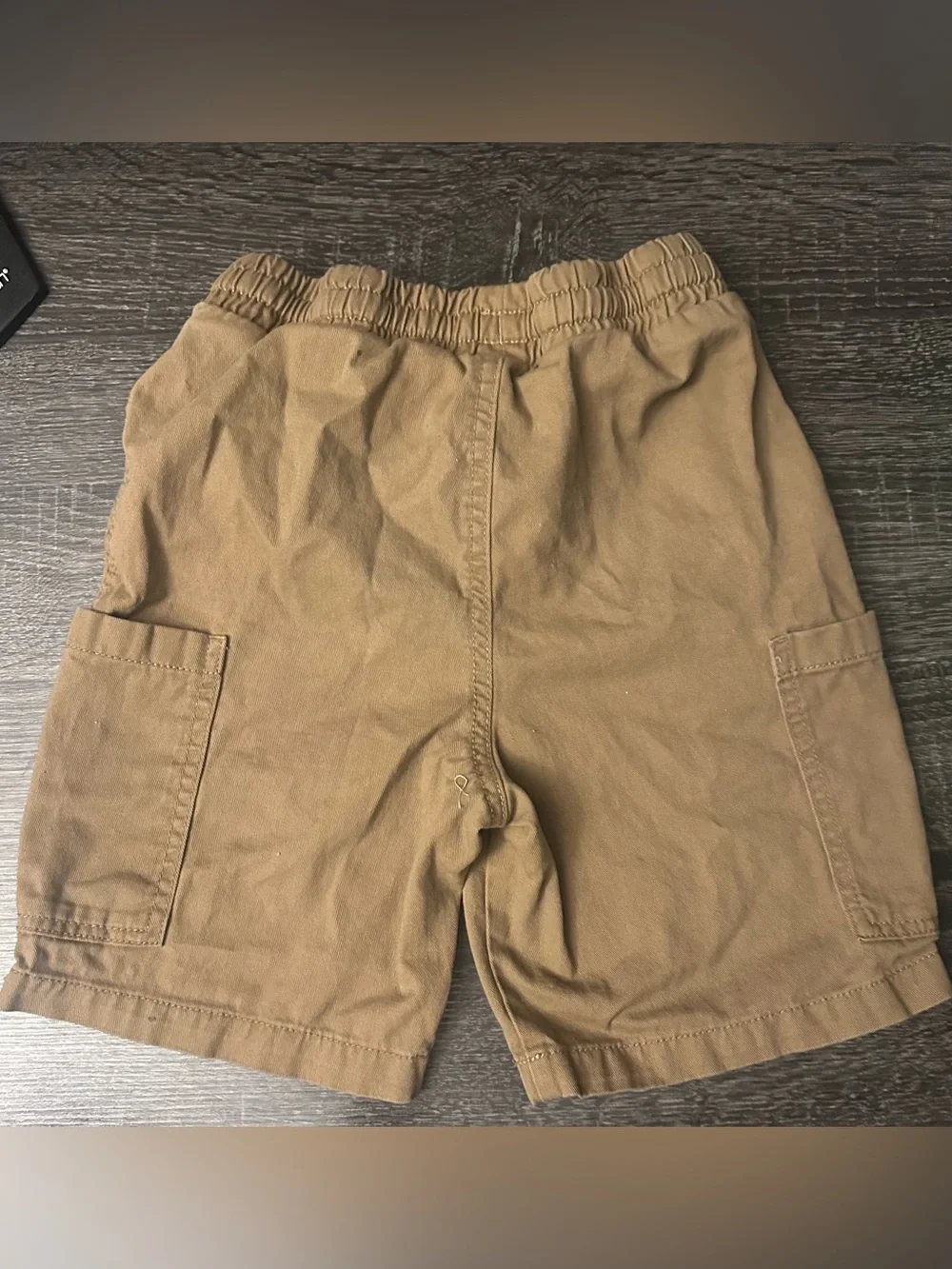 Nautica Boys Khaki Cargo Shorts Size 8 Brown Elastic Waist Drawstring Cotton